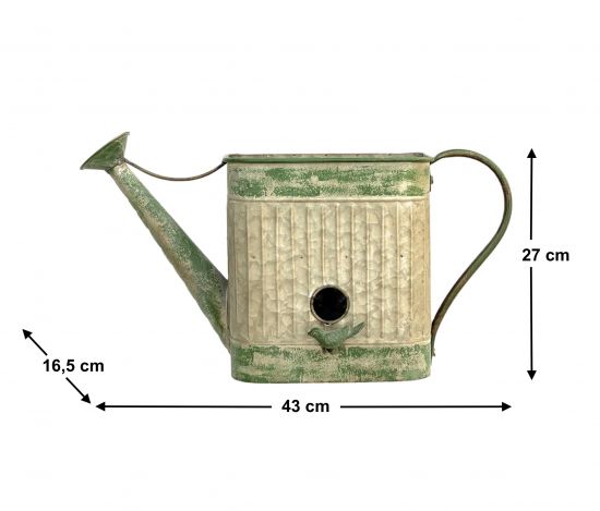 Preview: DanDiBo Vogelhaus mit Blumentopf zum Aufhängen Metall Deko Gießkanne wetterfest 481999 Nistkasten 40 cm Futterstation für Vögel Shabby Metallkanne Kanne Balkon