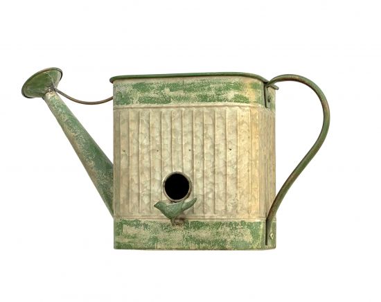 DanDiBo bird house with hanging flower pot metal decorative watering can weatherproof 481999 nesting box 40 cm feeding station for birds shabby metal can balcony