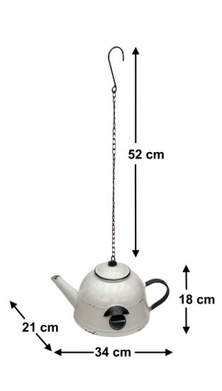 Preview: DanDiBo Vogelhaus zum Aufhängen Metall Deko Teekessel wetterfest 521862 Nistkasten Teekanne Futterstation für Vögel Shabby mit Kette Metallkanne Kanne Balkon