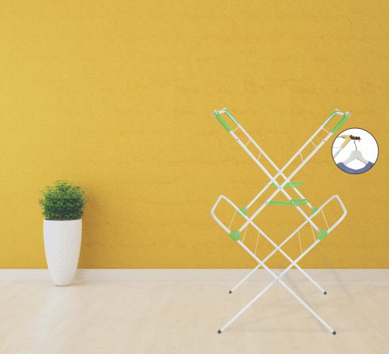 DanDiBo Clothes horse tower foldable 2 levels Stand dryer 93919 Clothes dryer Clothes tower Foldable Narrow Metal without castors Space-saving Foldable