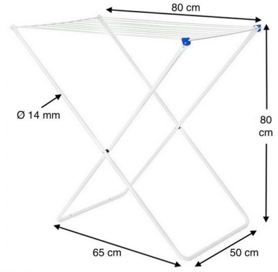 Preview: DanDiBo Wäscheständer Wäschetrockner Standtrockner Weiß 93918 Faltbar Schmal Metall ohne Flügel ohne Rollen Platzsparend Zusammenklappbar