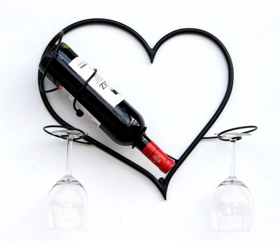 DanDiBo Wandbild Weinregal Herz Flaschenständer aus Metall 38 cm Flaschenhalter