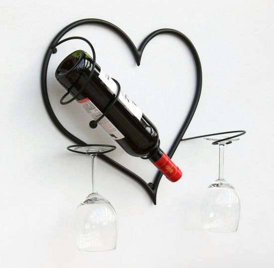 DanDiBo Wandbild Weinregal Herz Flaschenständer aus Metall 38 cm Flaschenhalter