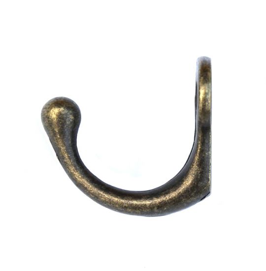 Preview: 1x Wandhaken Kleiderhaken Vintage 40 mm Antik Messing Haken Garderobenhaken Braun