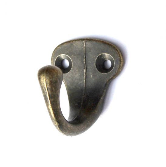 Preview: 1x Wandhaken Kleiderhaken Vintage 40 mm Antik Messing Haken Garderobenhaken Braun