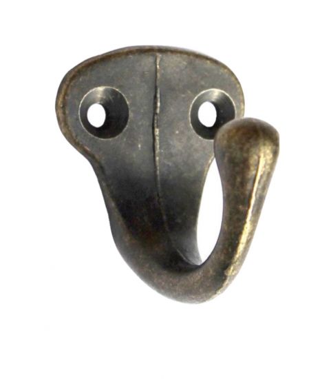 Preview: 6x Wandhaken Kleiderhaken Vintage 40 mm Antik Messing Haken Garderobenhaken Braun