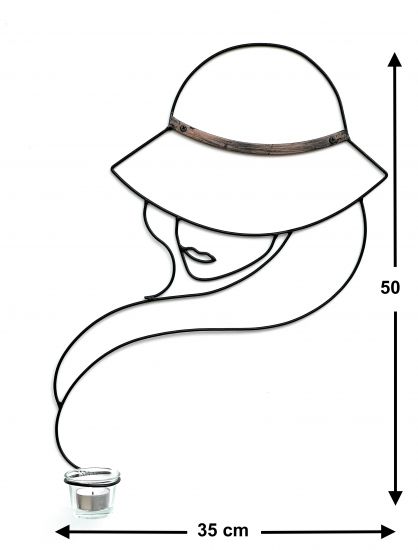 Preview: DanDiBo Wandteelichthalter Metall Schwarz 50 cm Lady Wandkerzenhalter 96325 Teelichthalter Wand Teelicht Wandleuchter