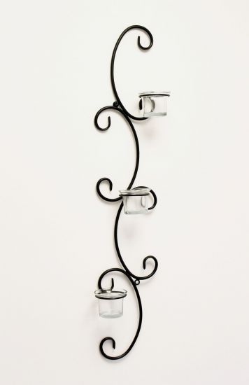 DanDiBo Wandteelichthalter Metall Wand Schwarz Emma 68 cm Teelichthalter Kerzenhalter Wandkerzenhalter Wandleuchter Kerzenleuchter