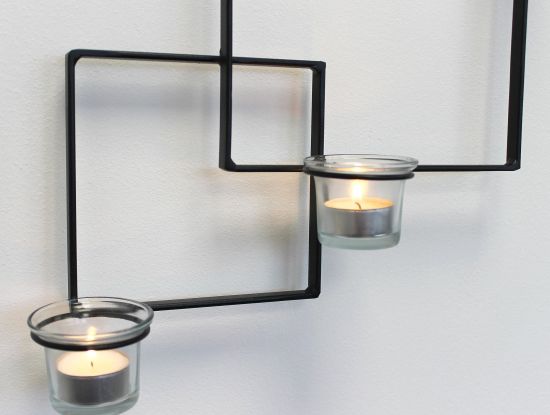Preview: DanDiBo Wandteelichthalter Alegria Metall Wand Schwarz Teelichthalter Kerzenhalter Wandkerzenhalter Wandleuchter