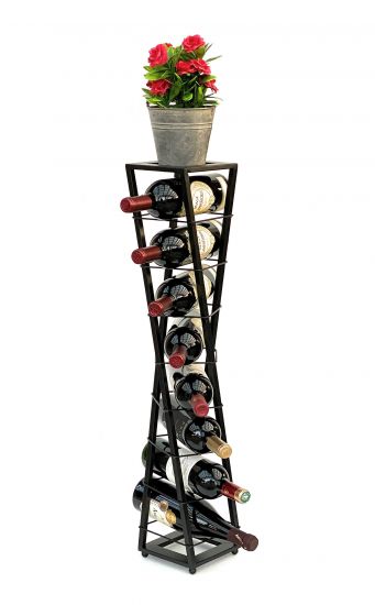 DanDiBo Design Wine Rack Metal Black Flower Column Esperanza 80 cm Bottle Rack Standing Bottle Rack Bottle Holder Flower Stand