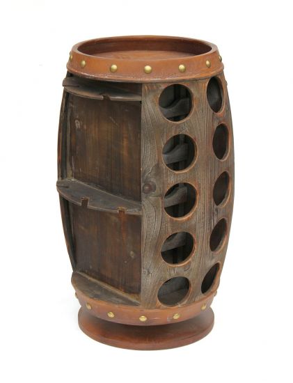 Preview: DanDiBo Weinregal Holz Braun 360° Drehbar Weinfass 71 cm 9205-R Bar Flaschenregal Flaschenständer Fass Holzfass Weinschrank