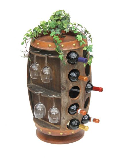 DanDiBo Weinregal Holz Braun 360° Drehbar Weinfass 71 cm 9205-R Bar Flaschenregal Flaschenständer Fass Holzfass Weinschrank