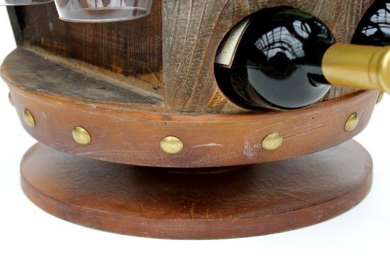 Preview: DanDiBo Weinregal Holz Braun 360° Drehbar Weinfass 71 cm 9205-R Bar Flaschenregal Flaschenständer Fass Holzfass Weinschrank