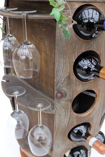 DanDiBo Weinregal Holz Braun 360° Drehbar Weinfass 71 cm 9205-R Bar Flaschenregal Flaschenständer Fass Holzfass Weinschrank