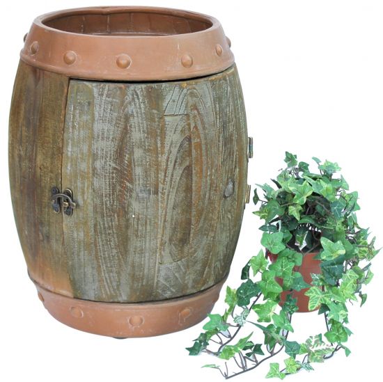 Preview: Weinregal Holz Weinfass Braun 44 cm 91361 Bar Flaschenregal Flaschenständer Klein Fass Holzfass