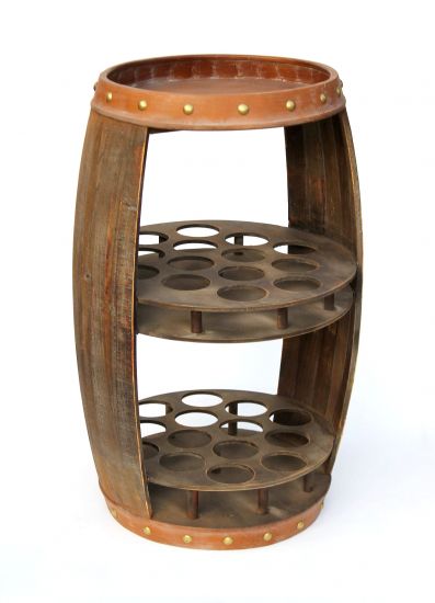 Preview: DanDiBo Weinregal Holz Weinfass Braun 83 cm 9045 Bar Flaschenregal Flaschenständer XL Fass Holzfass Weinschrank