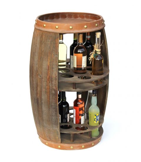 DanDiBo Weinregal Holz Weinfass Braun 83 cm 9045 Bar Flaschenregal Flaschenständer XL Fass Holzfass Weinschrank