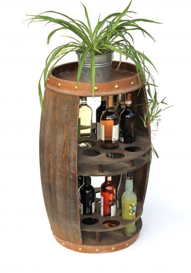 DanDiBo Weinregal Holz Weinfass Braun 83 cm 9045 Bar Flaschenregal Flaschenständer XL Fass Holzfass Weinschrank