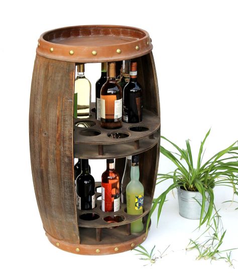 DanDiBo Weinregal Holz Weinfass Braun 83 cm 9045 Bar Flaschenregal Flaschenständer XL Fass Holzfass Weinschrank