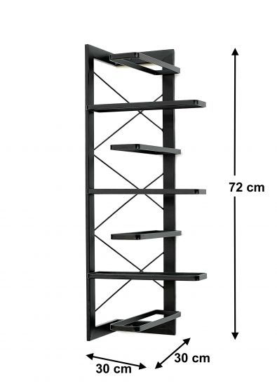 Preview: DanDiBo Weinregal Metall Schwarz Ecke Wand 70 cm Eckregal Flaschenregal 96292 Flaschenhalter Wandmontage Modern Wandhalter Wandregal für 7 Flaschen