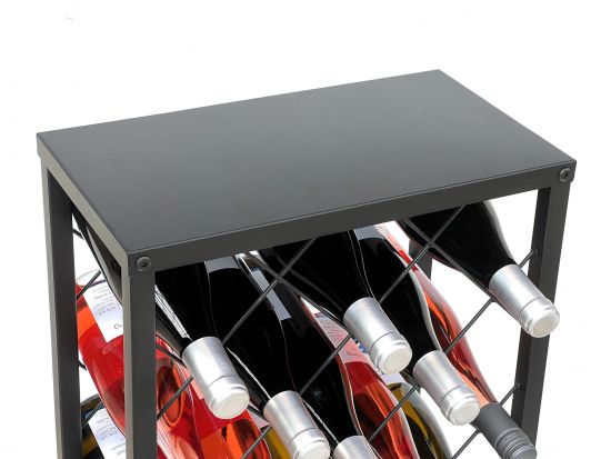 Preview: DanDiBo Weinregal Metall Schwarz Stehend 96434 Flaschenregal 68 cm Weinhalter Flaschenhalter Modern für 20 Flaschen