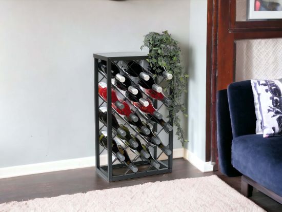 Preview: DanDiBo Weinregal Metall Schwarz Stehend 96434 Flaschenregal 68 cm Weinhalter Flaschenhalter Modern für 20 Flaschen