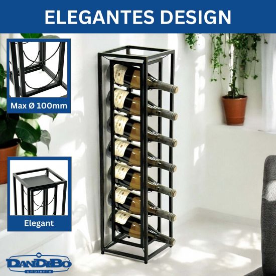 Preview: DanDiBo Weinregal Metall Schwarz Stehend Diamant 80 cm 96621 Flaschenregal Weinständer Flaschenhalter Schmal Modern