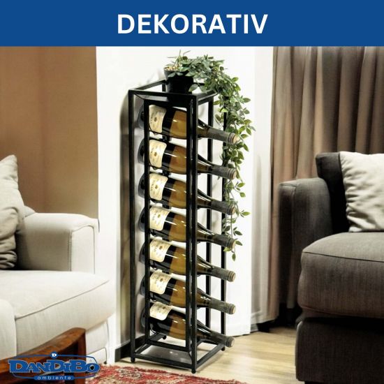 DanDiBo wine rack metal black standing diamond 80 cm 96621 bottle rack wine stand bottle holder narrow modern