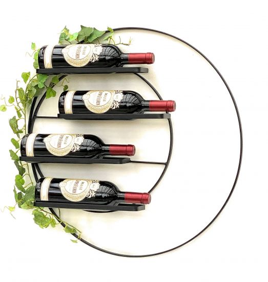 DanDiBo Wine rack Metal Wall 55 cm Black Largo Round Bottle rack 96213 Bottle holder Wall mounting Modern Wall holder Wall rack for 4 bottles