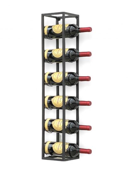 DanDiBo Weinregal Metall Wand 80 cm Schwarz Flaschenregal 96238 Flaschenhalter Wandmontage Modern Wandhalter Wandregal für 6 Flaschen