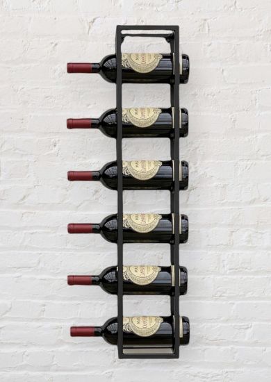 DanDiBo Weinregal Metall Wand 80 cm Schwarz Flaschenregal 96238 Flaschenhalter Wandmontage Modern Wandhalter Wandregal für 6 Flaschen