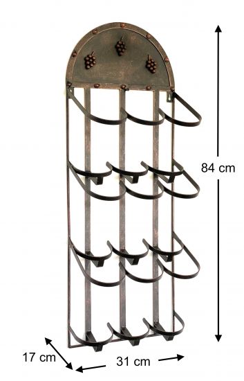 Preview: DanDiBo Weinregal Wand Metall Bronze 96192 Flaschenständer für 9 Flaschen Flaschenregal Flaschenhalter Weinflaschenregal