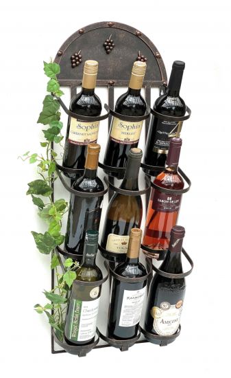 Preview: DanDiBo Weinregal Wand Metall Bronze 96192 Flaschenständer für 9 Flaschen Flaschenregal Flaschenhalter Weinflaschenregal