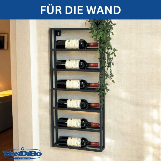 DanDiBo Weinregal Wand Metall Schwarz Design 96603 Flaschenregal Weinflaschenhalter Weinhalter Flaschenhalter