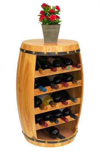 DanDiBo Weinregal Holz Weinfass Natur 70 cm 371 Bar Flaschenregal Flaschenständer Fass Holzfass