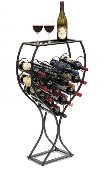 DanDiBo Weinregal Weinglas Design Metall Schwarz Flaschenregal stehend 100 cm 96211 für 15 Flaschen Schmiedeeisen