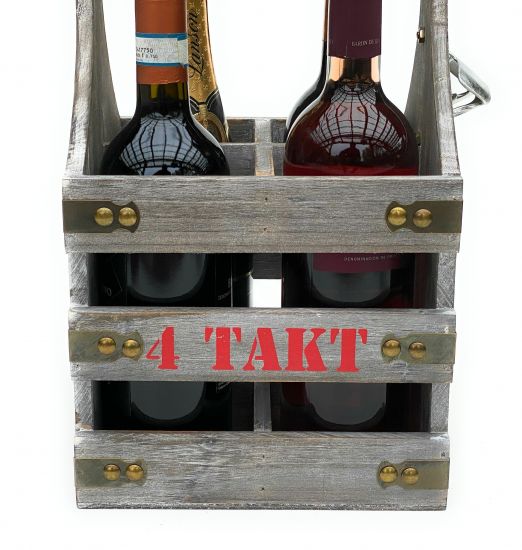 Preview: DanDiBo Weinträger 4 Flaschen Flaschenträger Holz 4 Takt 96034 Weinregal Flaschenkiste Flaschenkorb Weinflaschenträger