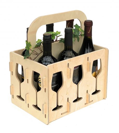 DanDiBo Weinträger Holz 6 Flaschen Flaschenträger 96142 Flaschentasche Weinkorb Weintasche