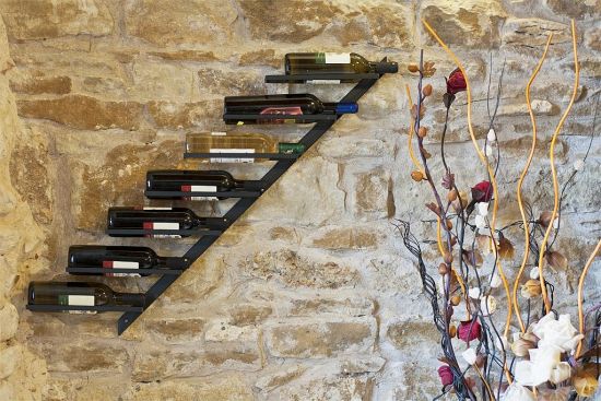 Preview: Weinregal Diagon Links 100cm aus Metall Flaschenhalter Flaschenständer Wandregal