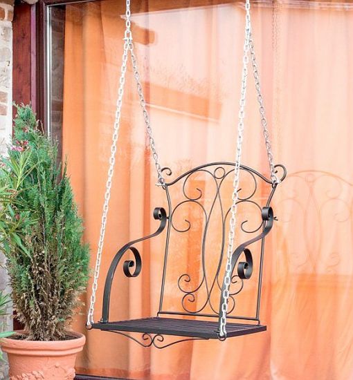 Preview: DanDiBo Hängesessel Metall Schwarz Relax Schaukel mit Ketten Hängebank Gartenschaukel Hollywoodschaukel