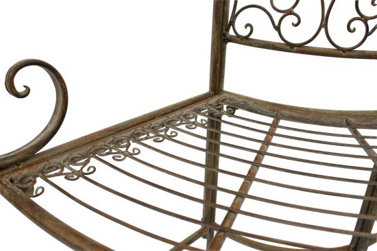 Preview: DanDiBo Baumbank Metall wetterfest Braun 135 cm 3-Sitzer halbrund JC112287 Gartenbank Rundbank