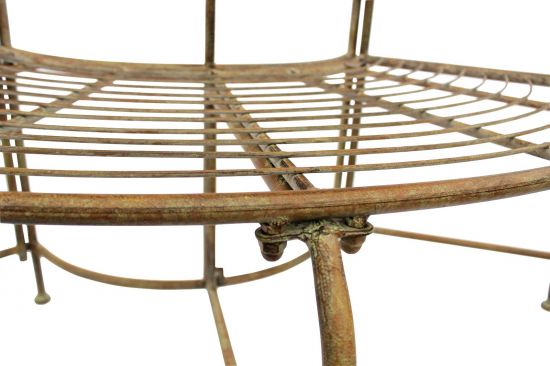 Preview: DanDiBo Baumbank Metall wetterfest Braun 135 cm 3-Sitzer halbrund JC112287 Gartenbank Rundbank