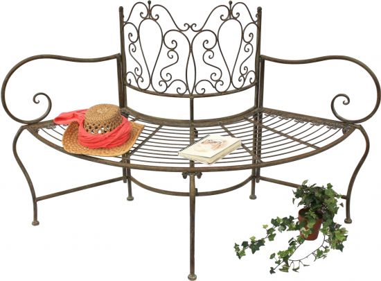 DanDiBo tree bench metal weatherproof brown 135 cm 3-seater semicircular JC112287 garden bench round bench