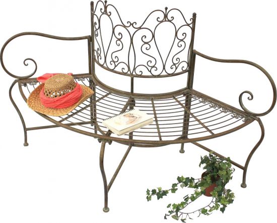 DanDiBo tree bench metal weatherproof brown 135 cm 3-seater semicircular JC112287 garden bench round bench