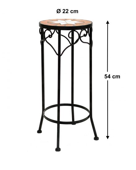 Preview: Blumenhocker Merano 54cm Mosaik 12011 Blumenständer Hocker Rund Beistelltisch