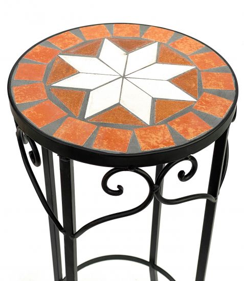 Preview: Blumenhocker Merano 54cm Mosaik 12011 Blumenständer Hocker Rund Beistelltisch