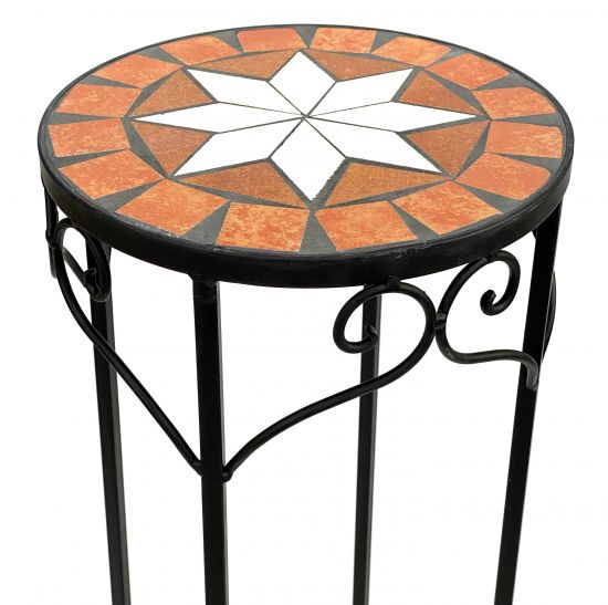 Preview: Blumenhocker Merano Mosaik 2er Set 12011 Blumenständer 46 und 54cm Hocker Rund