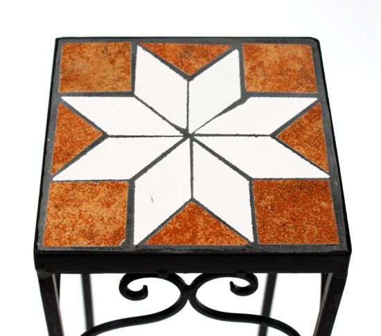 Preview: Blumenhocker Merano Mosaik 2er Set 12012 Blumenständer 46 und 54cm Hocker Eckig