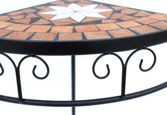 Preview: Blumenhocker Merano Mosaik 2er Set 12013 Blumenständer 42 und 52cm Eckregal Hocker