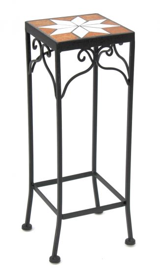 Blumenhocker Mosaik Eckig 3er Set 46, 54, 62 cm Blumenständer 12012  Beistelltisch Pflanzenständer Mosaiktisch